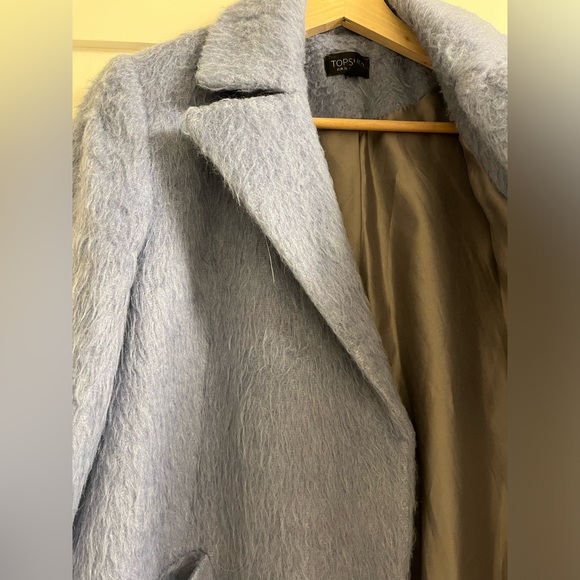 TOPSHOP pale blue/lavender fuzzy coat - Picture 4 of 7